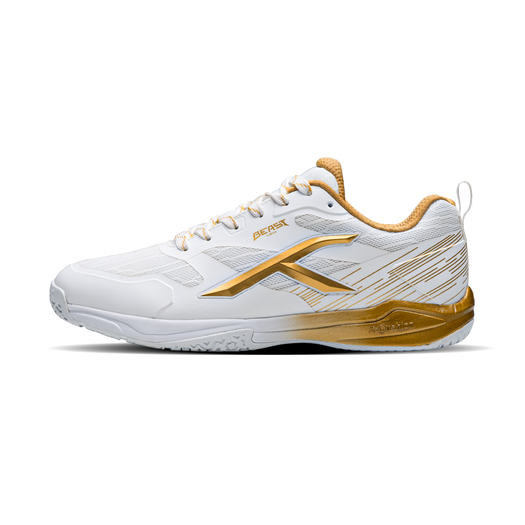 Hundred BEAST MAX Non Marking Badminton Shoes - WHITE/GOLD