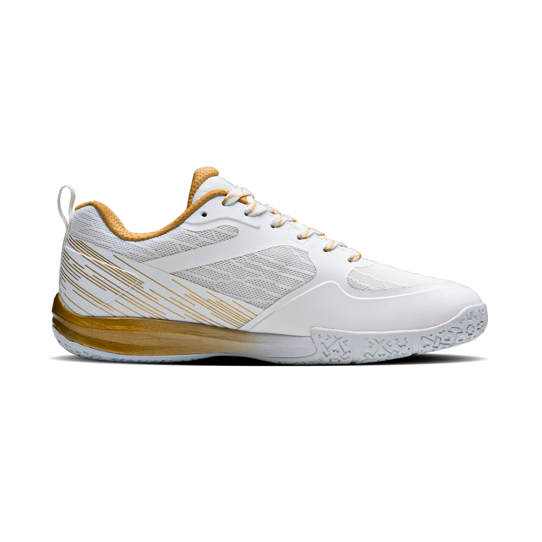 Hundred BEAST MAX Non Marking Badminton Shoes - WHITE/GOLD