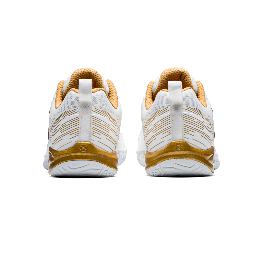 Hundred BEAST MAX Non Marking Badminton Shoes - WHITE/GOLD