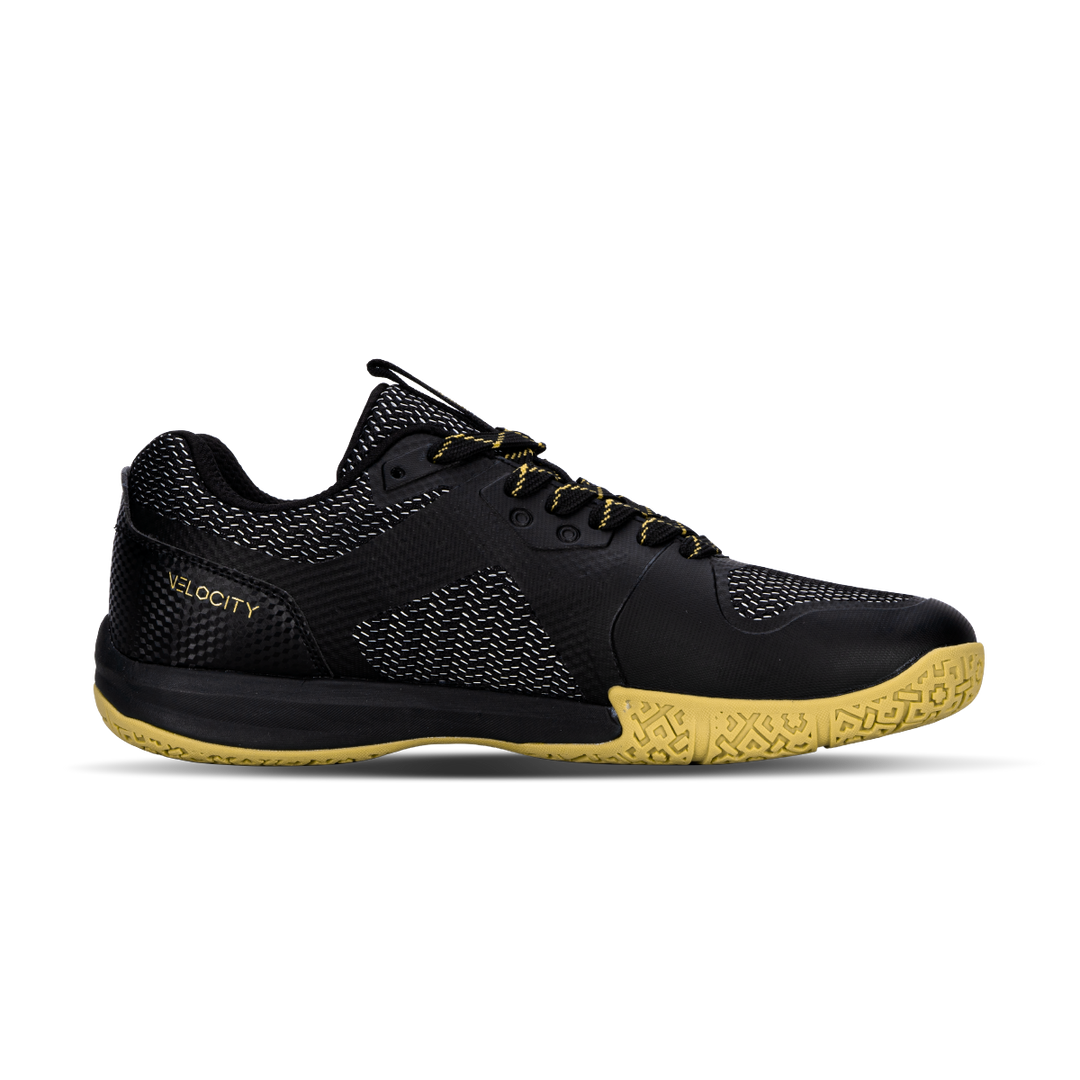 Hundred VELOCITY Non marking Badminton Shoes - BLACK/GOLD