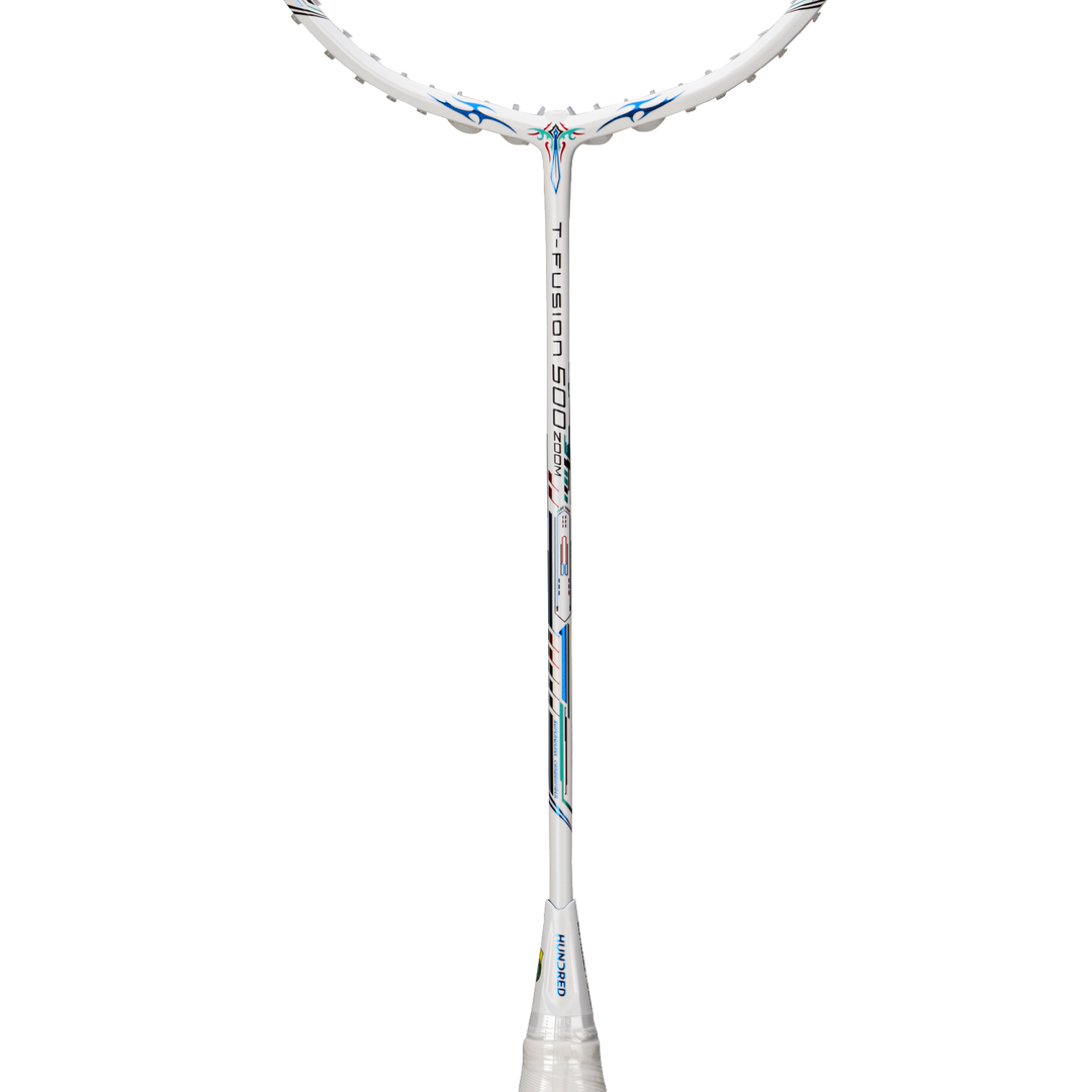 Hundred T-FUSION 500 ZOOM Badminton Racket- WHITE 